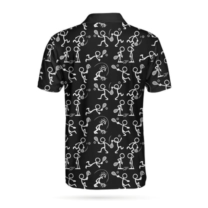 Stickfigures Playing Tennis Short Sleeve Polo Shirt, Doodling Tennis Polo Shirt, Best Tennis Shirt For Men - Perfect Gift For Men, Tennis Lovers