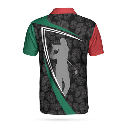 Sugar Skull Golf Custom Polo Shirt, Customized Skull Pattern Golf Shirt, Cool Golf Shirt Design - Perfect Gift For Men