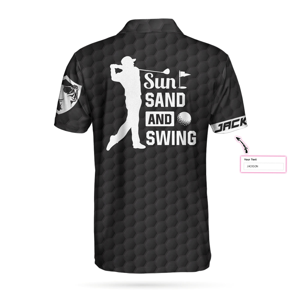 Sun Sand and Swing Custom Polo Shirt, Personalized Black American Flag Golf Shirt - Perfect Gift For Men