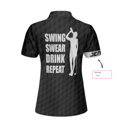 Swing Swear Drink Repeat Custom Short Sleeve Women Polo Shirt - Perfect Gift For Women
