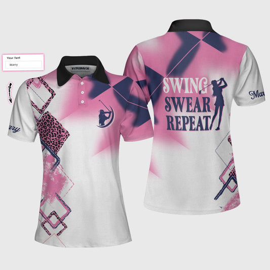 Swing Swear Repeat Custom Short Sleeve Women Polo Shirt - Perfect Gift For Women