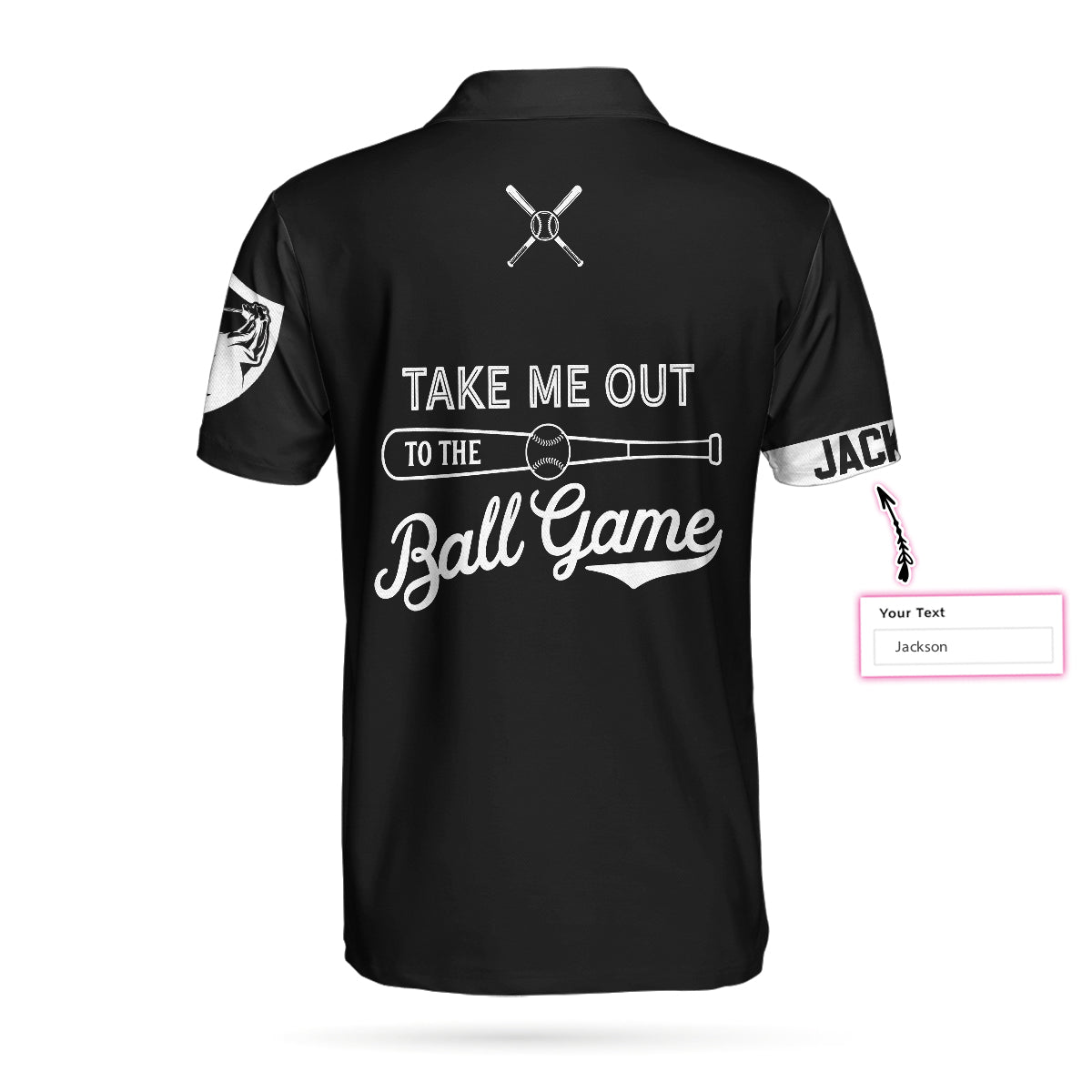 Take Me Out To The Ball Game Custom Polo Shirt, Personalized Black American Flag Baseball Shirt - Perfect Gift For Men