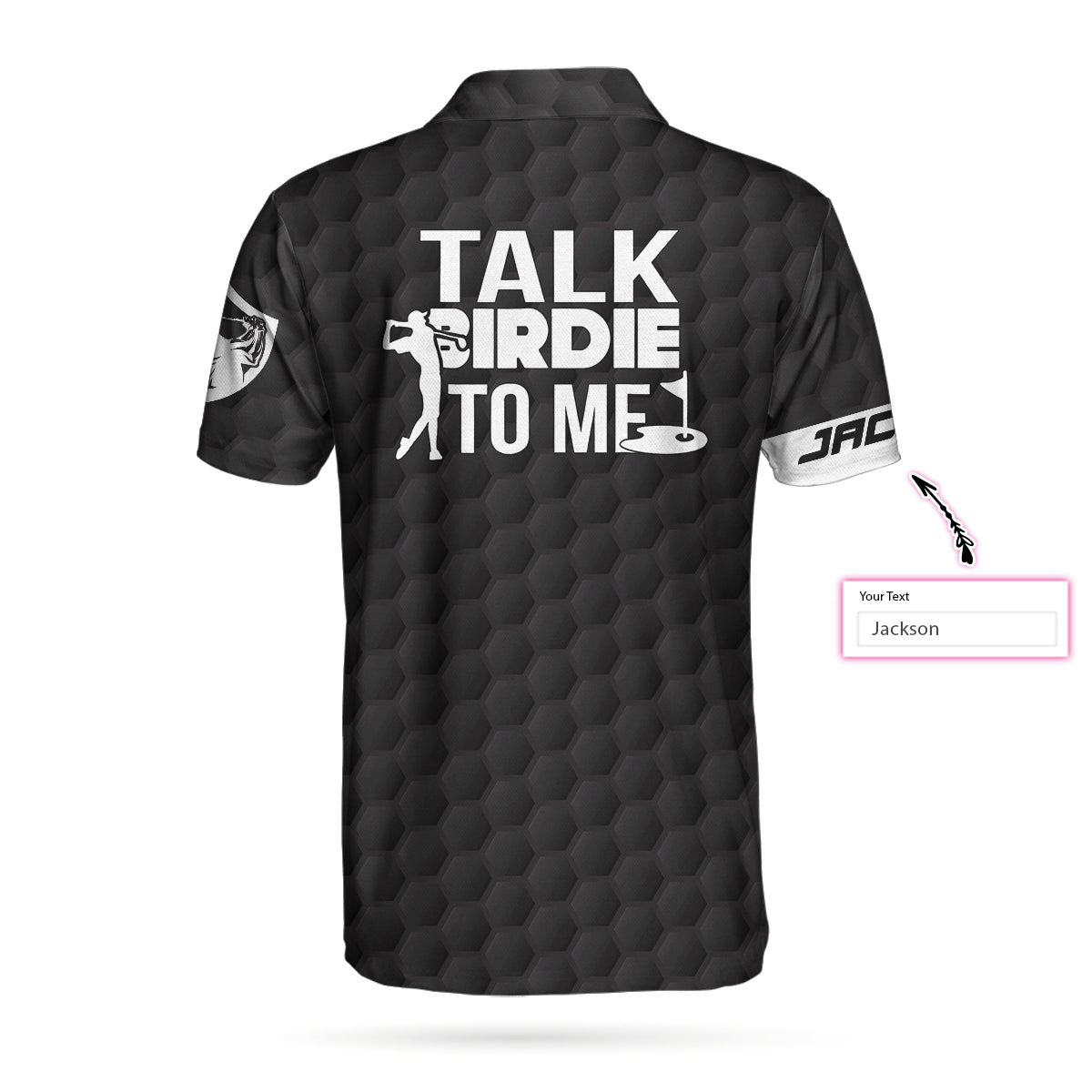 Talk Birdie To Me Custom Polo Shirt, Personalized Black American Flag Golf Shirt For Men