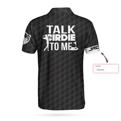 Talk Birdie To Me Custom Polo Shirt, Personalized Black American Flag Golf Shirt For Men