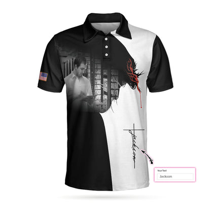 Technician I Can Do All Things Custom Polo Shirt, Personalized American Flag Technician Shirt - Perfect Gift For Men