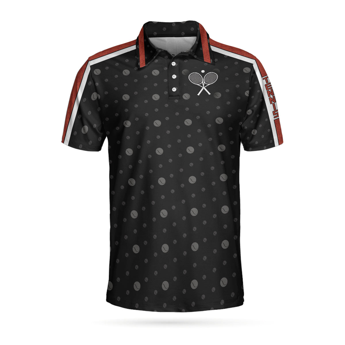 Tennis Clay Version Polo Shirt, Black Dot And Tennis Ball Pattern Polo Shirt, Best Tennis Shirt For Men - Perfect Gift For Men, Tennis Lovers