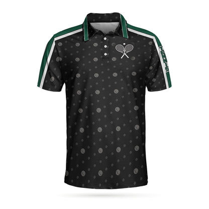 Tennis Grass Version Polo Shirt, Black Dot And Tennis Ball Pattern Polo Shirt, Best Tennis Shirt For Men - Perfect Gift For Men, Tennis Lovers