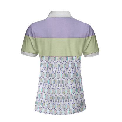 Tennis In Purple Pattern Custom Name Polo Shirt, Personalized Purple Pattern Tennis Shirt For Female Player - Perfect Gift For Women, Ladies