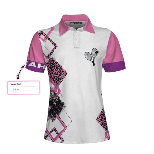 Tennis Custom Name Women Polo Shirt, Weekend Forecast Tennis Polo Shirt, Personalized Pink Leopard Tennis Shirt For Women - Best Gift For Ladies