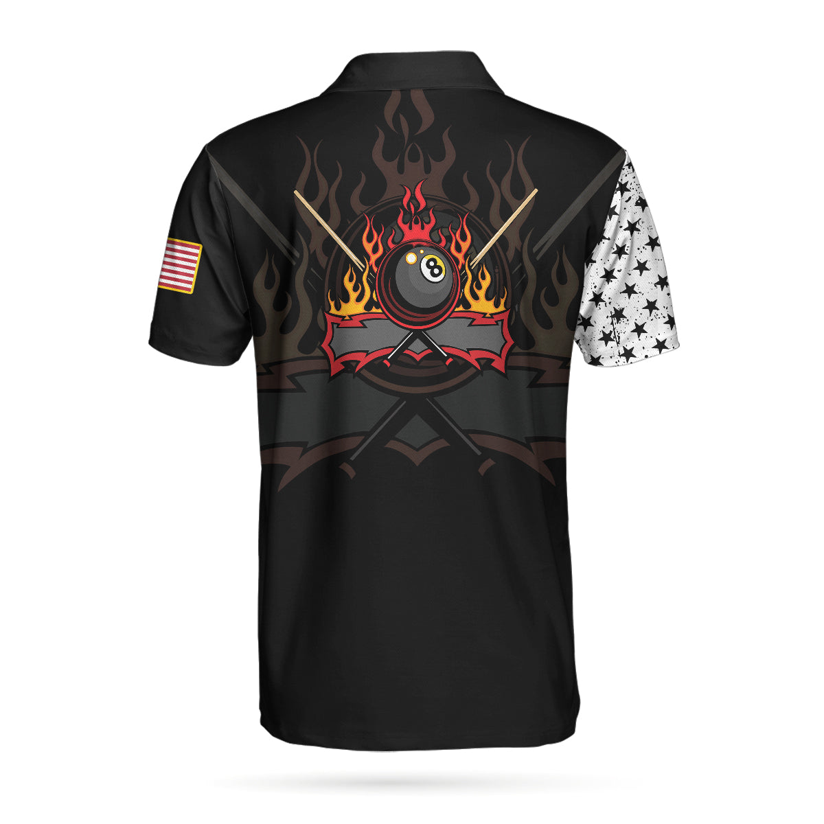 The Chosen Ones Skull Billiards Pool Polo Shirt, 8-ball Black And White Skull American Flag Billiards Shirt For Men - Perfect Gift For Men