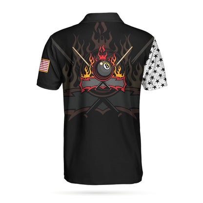The Chosen Ones Skull Billiards Pool Polo Shirt, 8-ball Black And White Skull American Flag Billiards Shirt For Men - Perfect Gift For Men