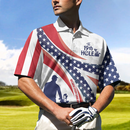The Nineteenth Hole Custom Polo Shirt, Personalized American Flag Golfer Polo Shirt, Best Golf Shirt - Perfect Gift For Men