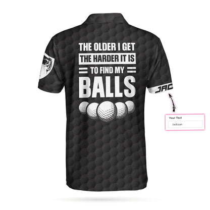 The Older I Get Custom Polo Shirt, Personalized Black American Flag Polo Shirt, Best Golf Shirt - Perfect Gift For Men