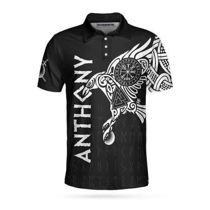 The Raven Tattoo Art Viking Golf Custom Polo Shirt, Cool Shirt Design For Golf Lovers, Gift For Golfers - Perfect Gift For Men