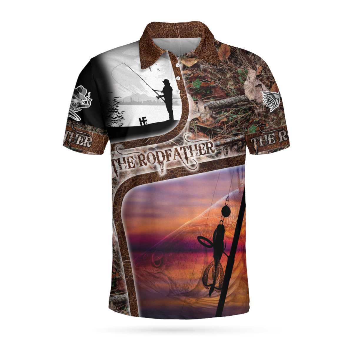Fisherman Polo Shirt, A Great Fisherman Isn't Born Great Print Polo Shirt, The Rodfather Polo Shirt- Best Gift Fishing Shirt For Men