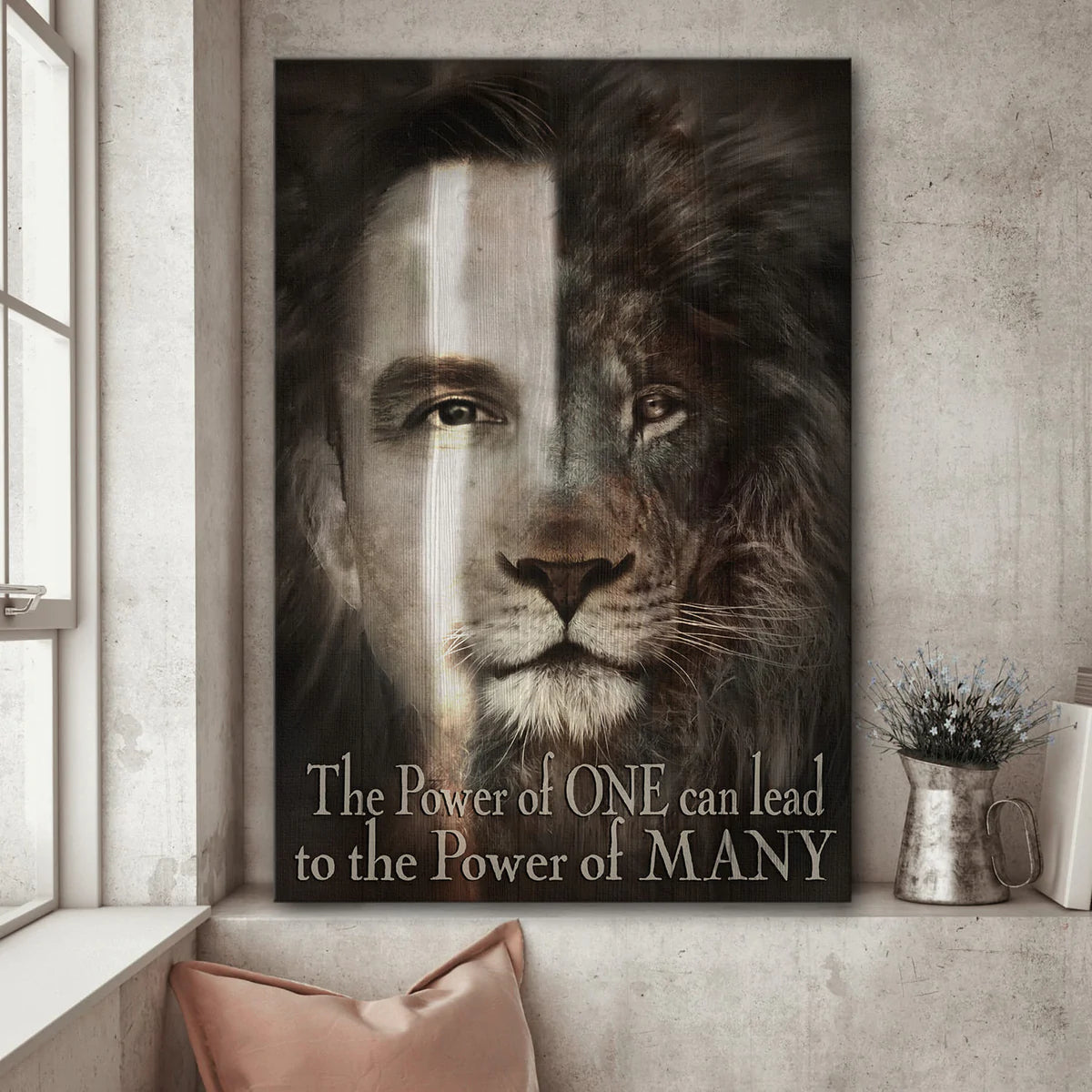 Jesus Portrait Canvas- The lion of Judah, The perfect combination- Gift for Christian - Portrait Canvas Prints, Wall Art