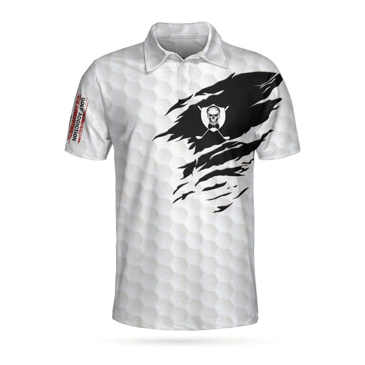Golf Polo Shirt, Golf Love Heart Skull Polo Shirt, Golf Pattern Skeleton Golfer American Flag Polo Shirt - Perfect Gift For Men, Golfer