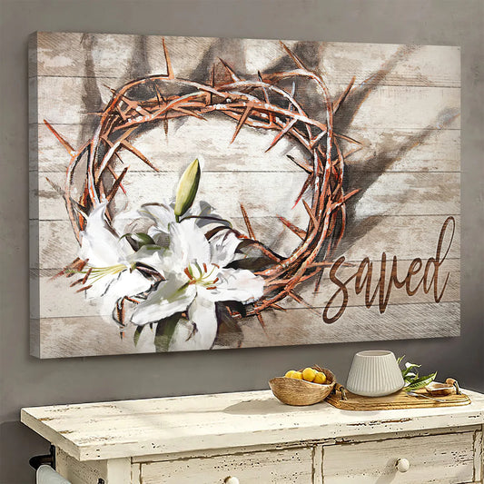Jesus Landscape Canvas - Thorn Crown, Lily canvas - Gift For Christian - Saved