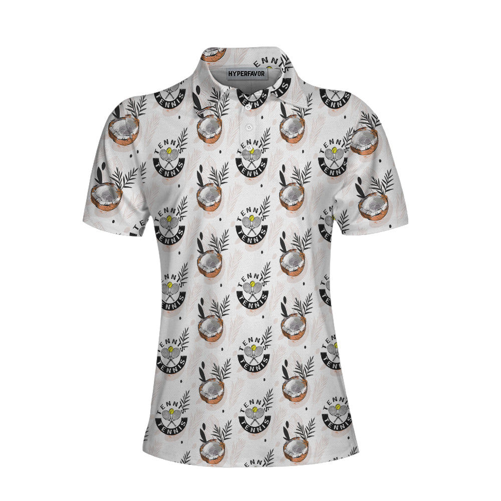 Tropical Coconut Tennis Shirt For Women Short Sleeve Women Polo Shirt - Perfect Gift For Women