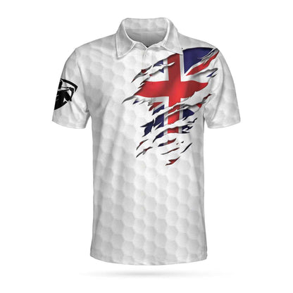 United Kingdom Eagle Flag Polo Shirt, Golf Pattern Ripped Great Britain Jack Polo Shirt, UK Golf Shirt - Perfect Gift For Men