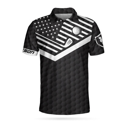 Warning May Spontaneously Start Talking Golf Custom Name Polo Shirt, Personalized American Flag Golf Shirt For Men - Perfect Gift For Men, Golfers