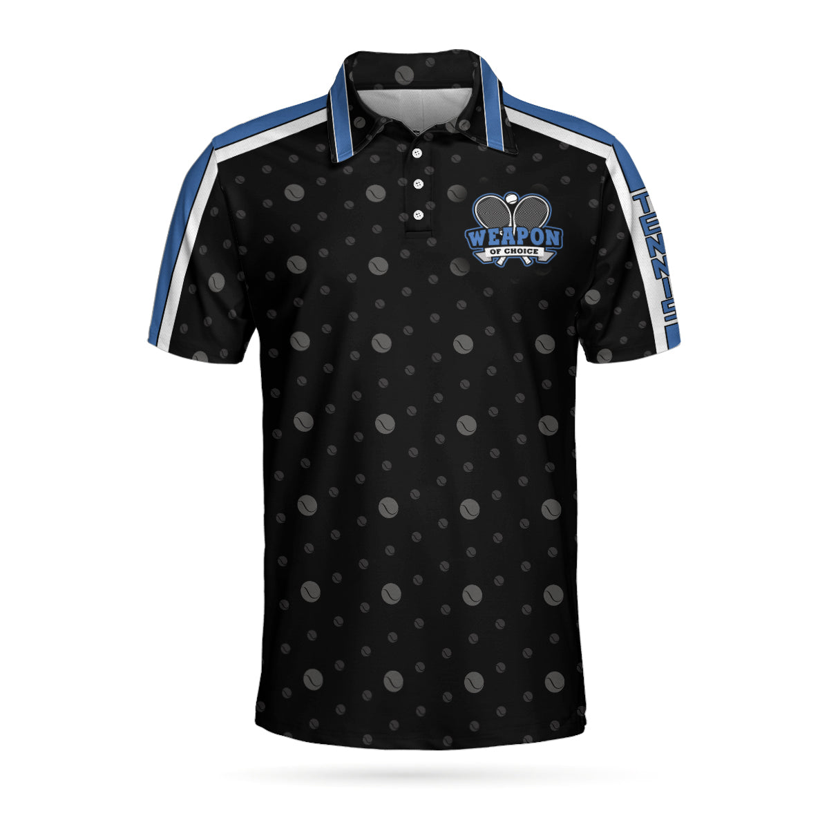 Tennis Polo Shirt, Weapon Of Choice Hard Version Short Sleeve Polo Shirt, Black Tennis Pattern Polo Shirt - Best Tennis Shirt For Men, Tennis Players