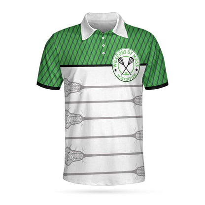 Weapons Of Mass Destruction Lacrosse Short Sleeve Polo Shirt, Green Steel Net Pattern Polo Shirt, Best Lacrosse Shirt For Men - Perfect Gift For Men, Golfers