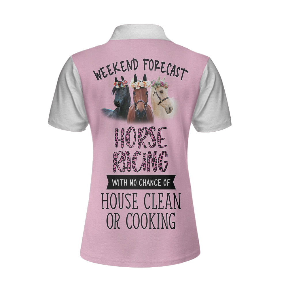 White polo with top pink horse