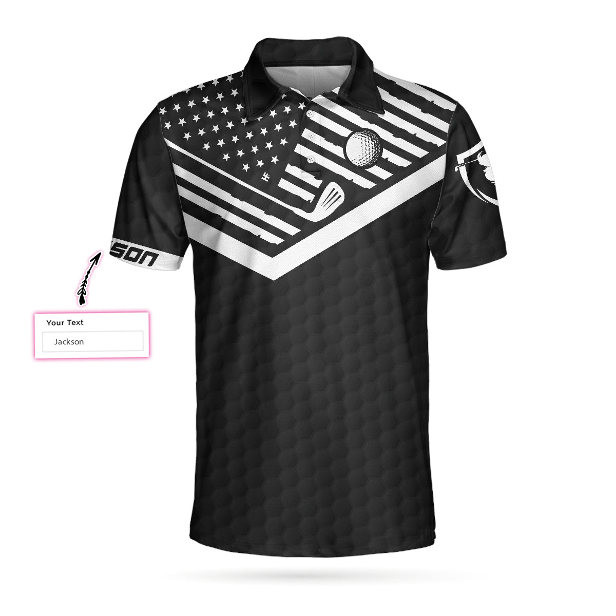 When My Wife Lets Me Play Golf Custom Polo Shirt, Personalized Black American Flag Golf Shirt - Perfect Gift For Men