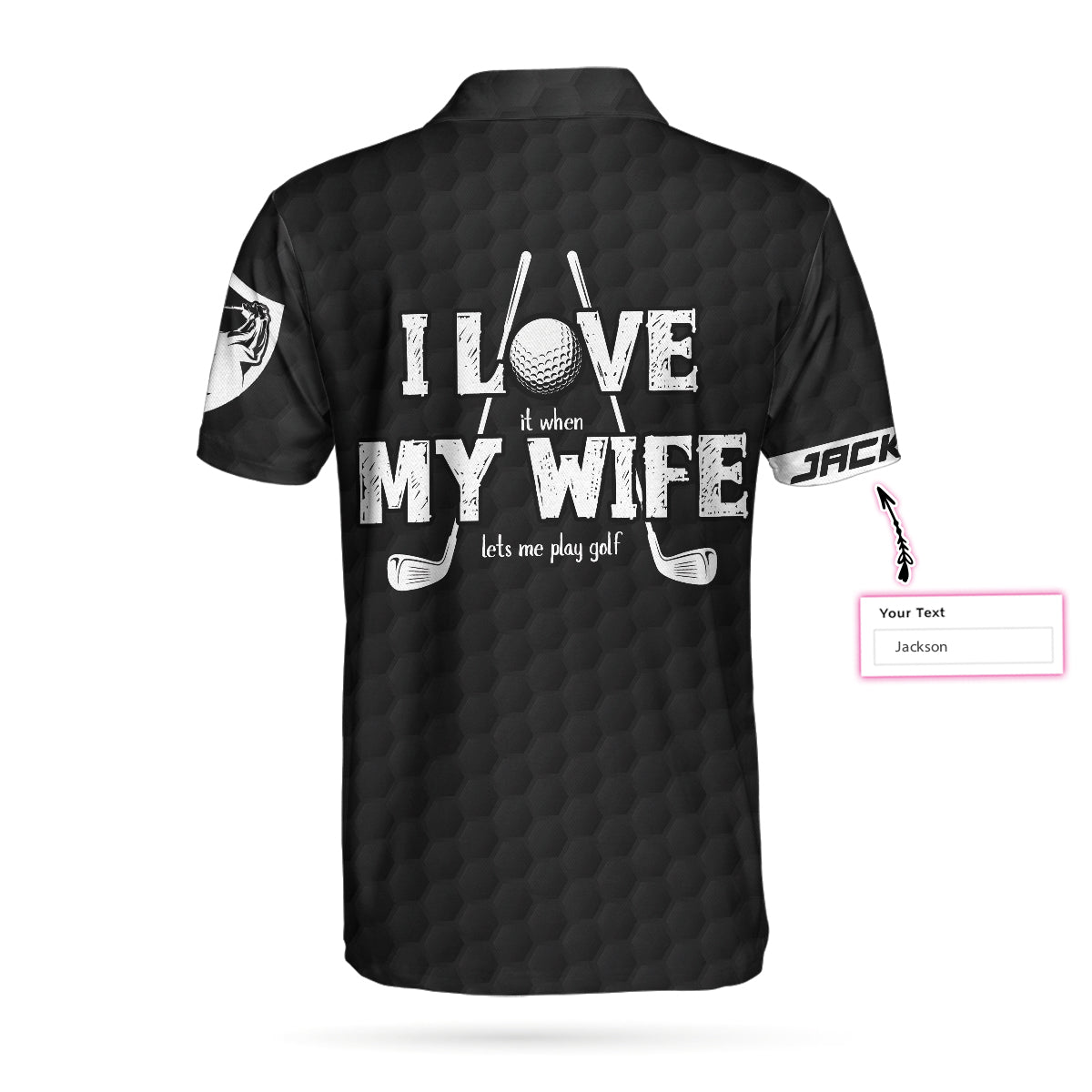 When My Wife Lets Me Play Golf Custom Polo Shirt, Personalized Black American Flag Golf Shirt - Perfect Gift For Men