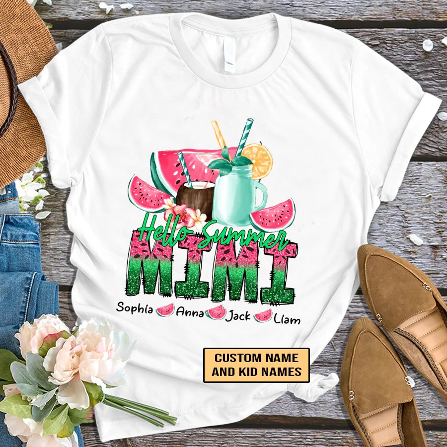 Mimi with Kids Custom Name T-shirt,  Mother's Day Shirt, Summer Mimi And Kids Personalized Shirt - Perfect Gift For Nana, Mimi, Grandma
