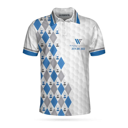 Wolfgang Capital Argyle Pattern With Golf Ball On Tee Custom Polo Shirt - Perfect Gift For Men
