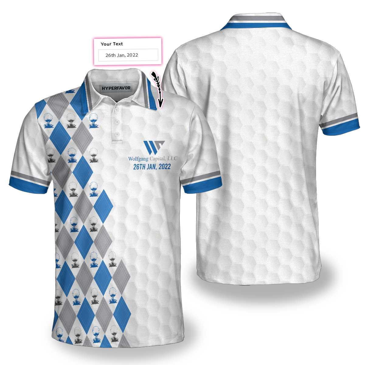 Wolfgang Capital Argyle Pattern With Golf Ball On Tee Custom Polo Shirt - Perfect Gift For Men