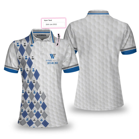 Wolfgang Capital Argyle Pattern With Golf Ball On Tee Custom Shortsleeve Women Polo Shirt - Perfect Gift For Women