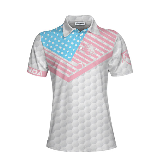 Yell Fore Shoot Six And Write Down Five Golf Custom Short Sleeve Women Polo Shirt, American Flag Golf Shirt For Ladies - Perfect Gift For Women