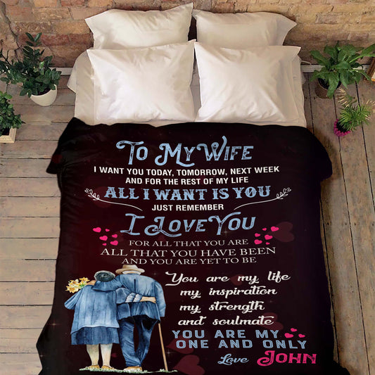 Valentine's Day Gift For Wife, To My Wife Personalized Blanket, You Are My Only Love Personalized Blanket, Gift For Wife Birthday, Anniversary