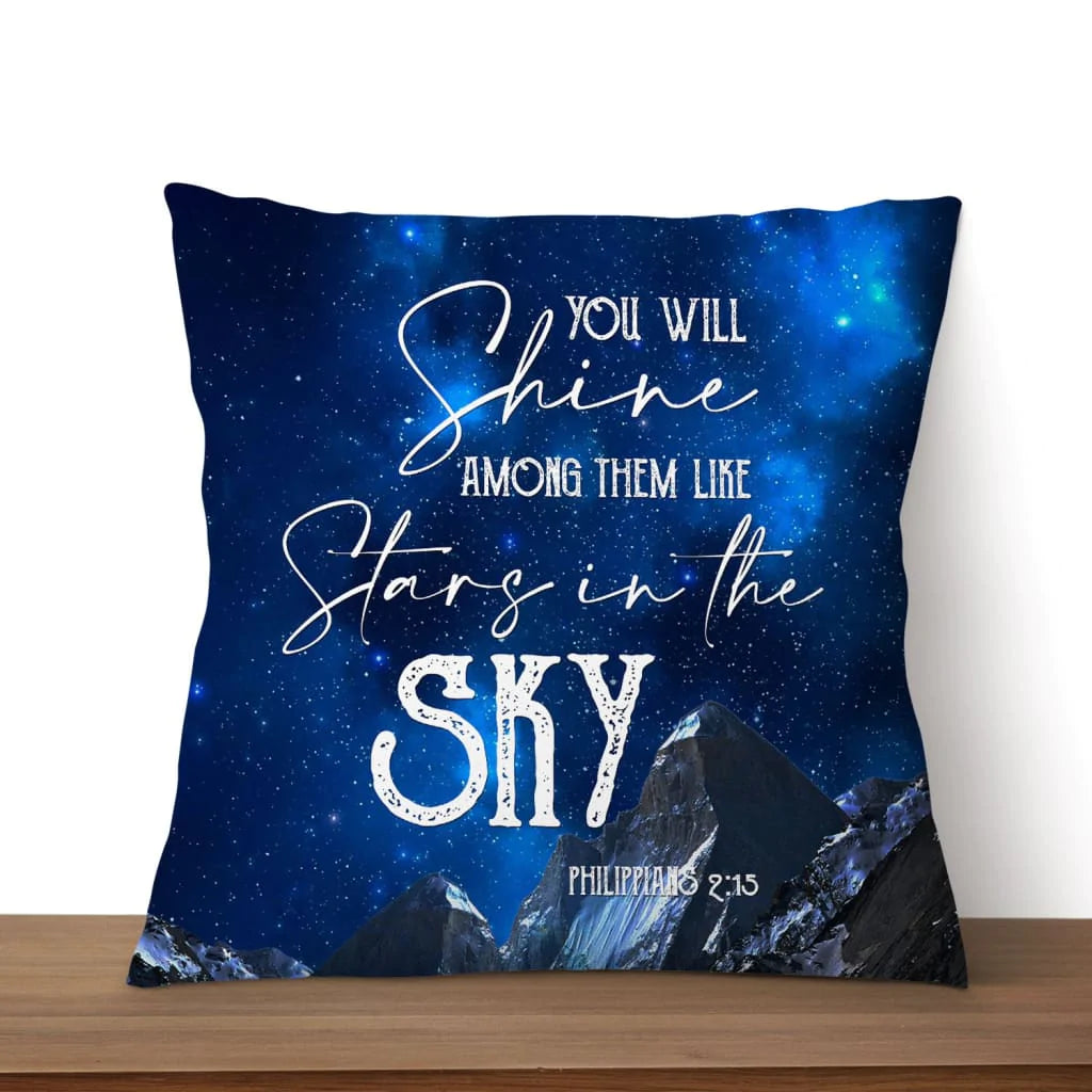 Jesus Pilow - Bible verse pillow: Philippians 2:15 you will shine among them like stars in the sky