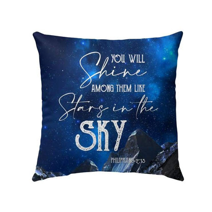 Jesus Pilow - Bible verse pillow: Philippians 2:15 you will shine among them like stars in the sky