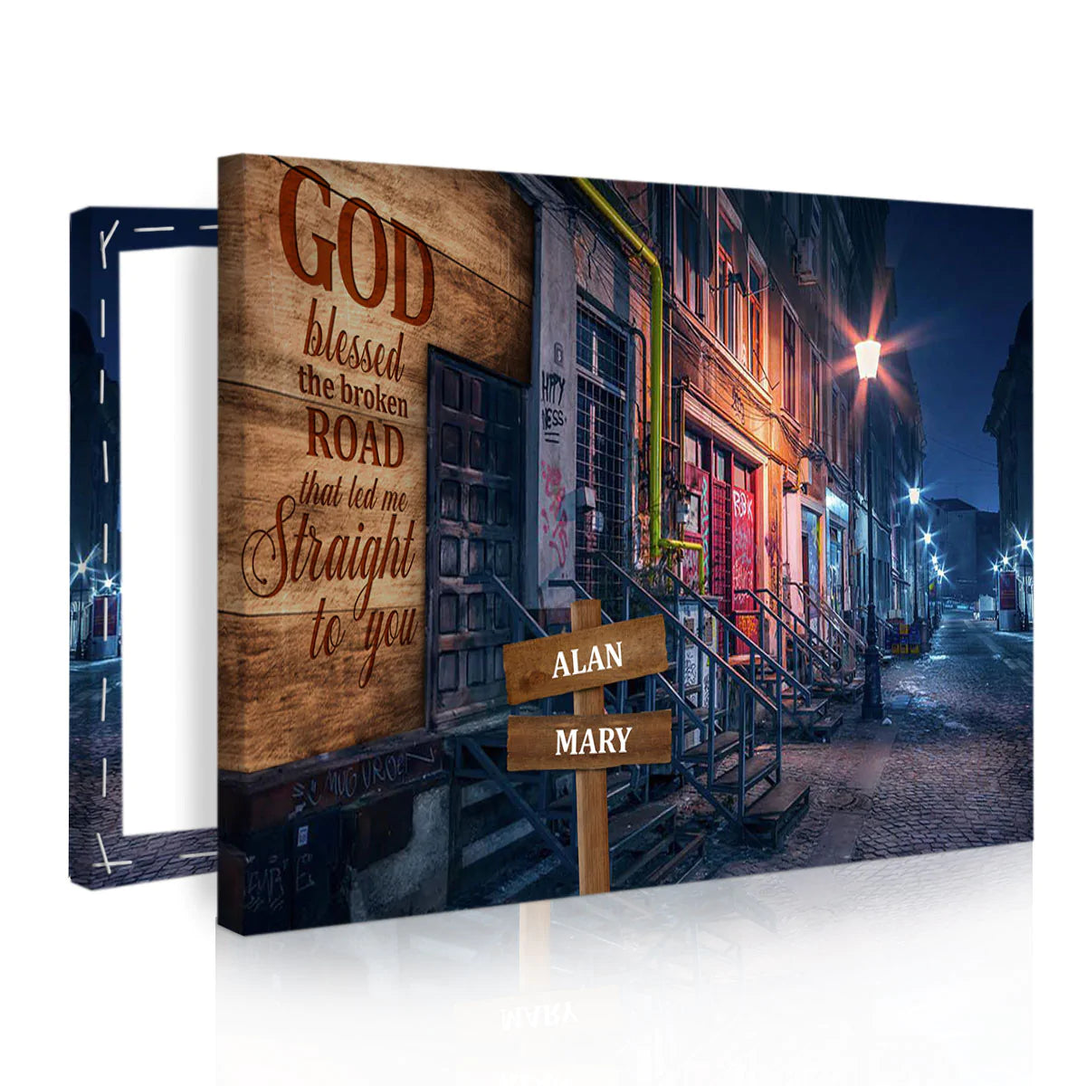 Couple Landscape Canvas - Personalized God, Road Canvas - Custom Gift For Christian Couple, Spouse, Lover - God Blessed The Broken Road