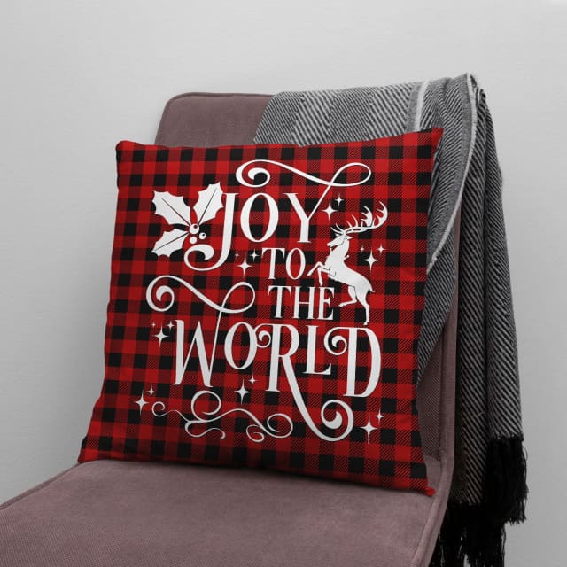 Bible Verse Pillow - Jesus Pillow - Gift For Christian -  Christmas Pillow - Joy To The World Pillow