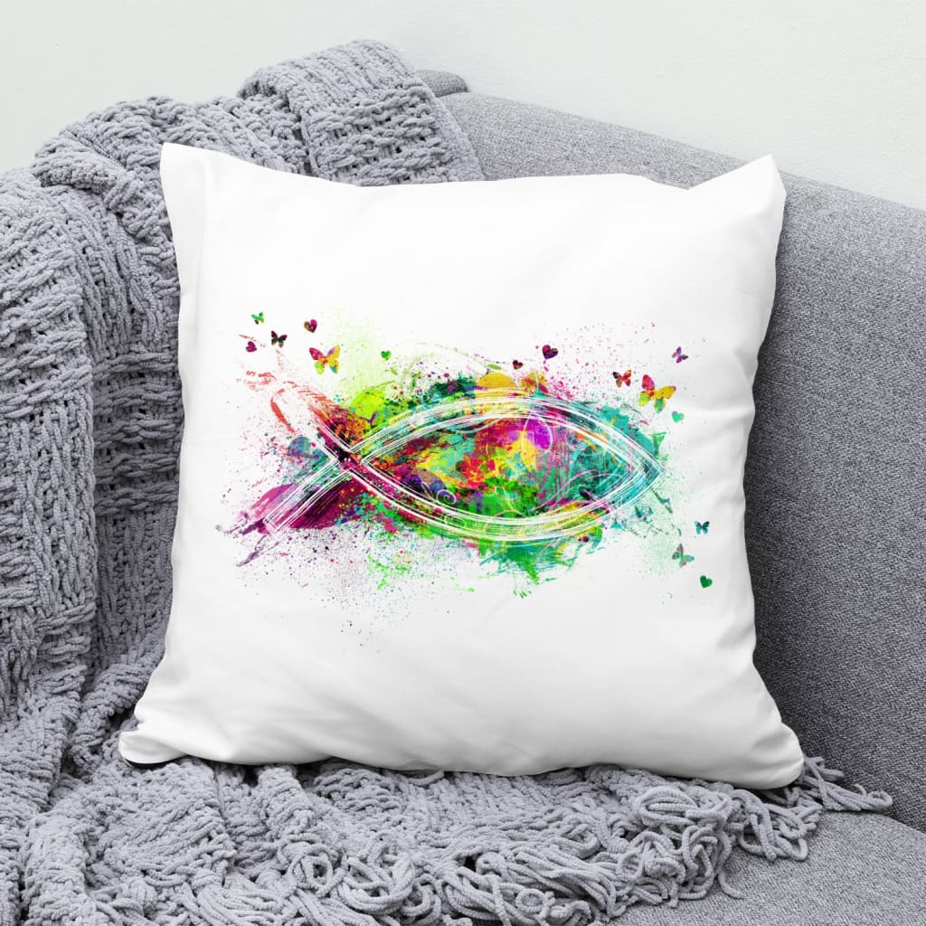 Jesus Pillow - Christian Fish Symbol pillow - Christian pillows