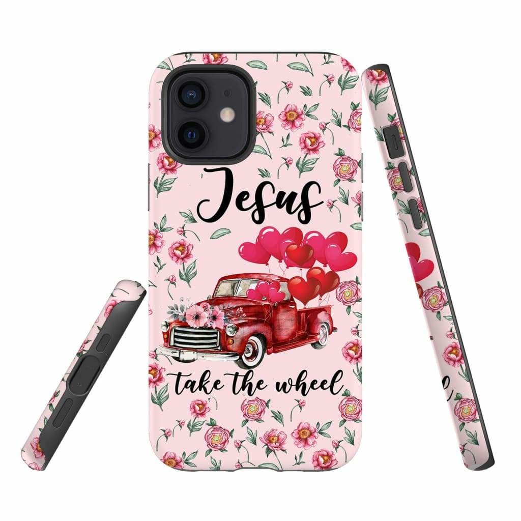 Christian Tough Phone Cases, Jesus And Red Truck Phone Cases, Valentine Day Phone Case - Christian Gift For Couple, Family, Husband, Wife, Friend