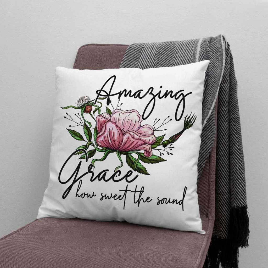 Jesus Pillow - Christian pillows: Amazing grace how sweet the sound floral pillow