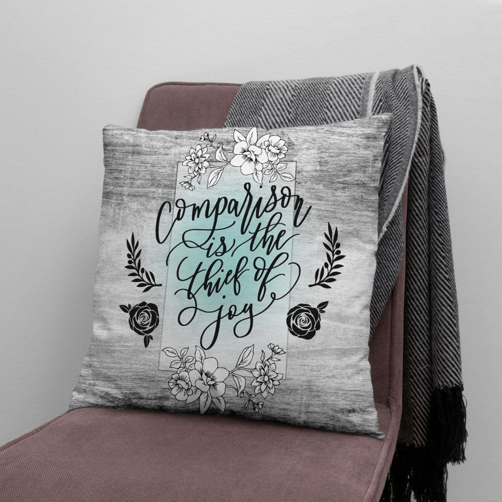 Jesus Pillow - Wreath Pillow - Gift For Christian - Comparison is the thief of joy Throw Pillow