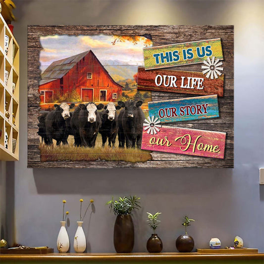 Couple Landscape Canvas- Aberdeen Angus Canvas, Peaceful Farm Landscape Canvas- Gift For Couple, Lover- This Is Us, Our Life, Our Story, Our Home