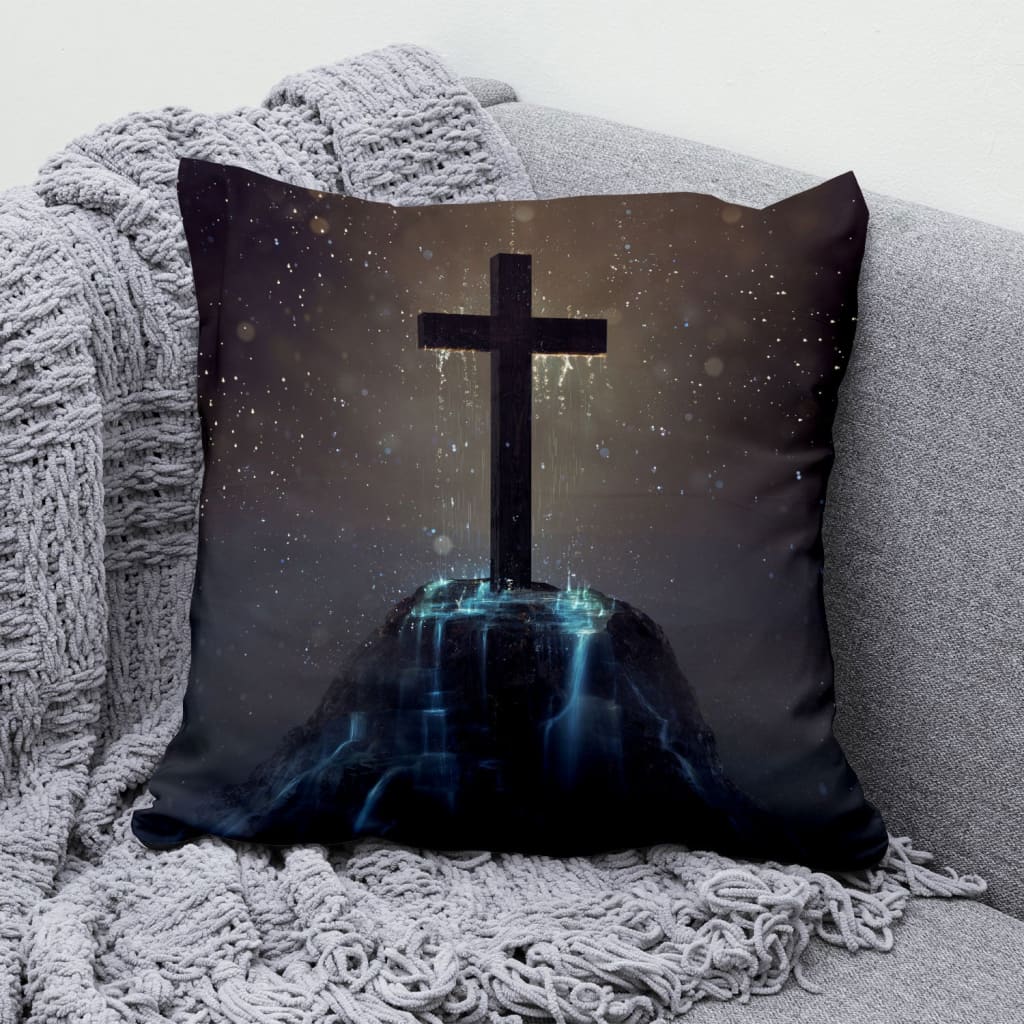 Gift For Christian - Cross on the hill Christian Pillow, Night sky - Home Decoration , Jesus Pillow