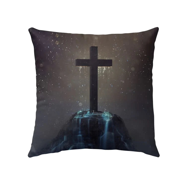 Gift For Christian - Cross on the hill Christian Pillow, Night sky - Home Decoration , Jesus Pillow