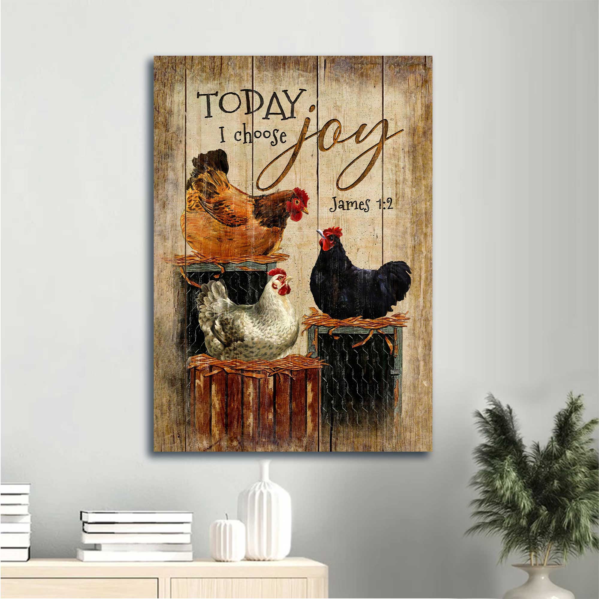 Jesus Portrait Canvas - Unique Chicken Drawing, Wooden Box Canvas - Gift For Christian - Today I Choose Joy Canvas