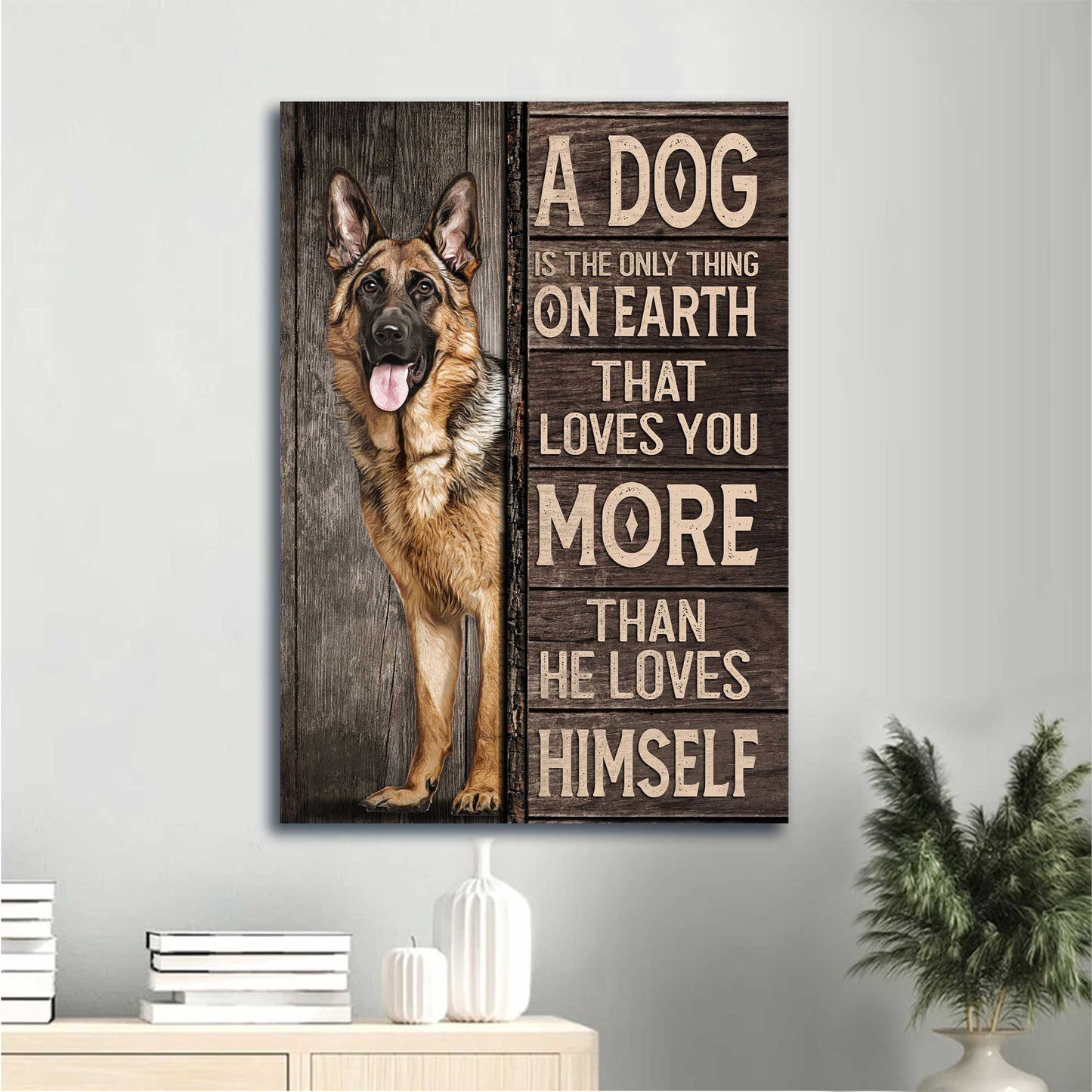 German Shepherd Portrait Canvas- German Shepherd dog, Animal drawing- Gift for German Shepherd lover- A dog loves you more than he loves himself - Dog Portrait Canvas Prints, Wall Art