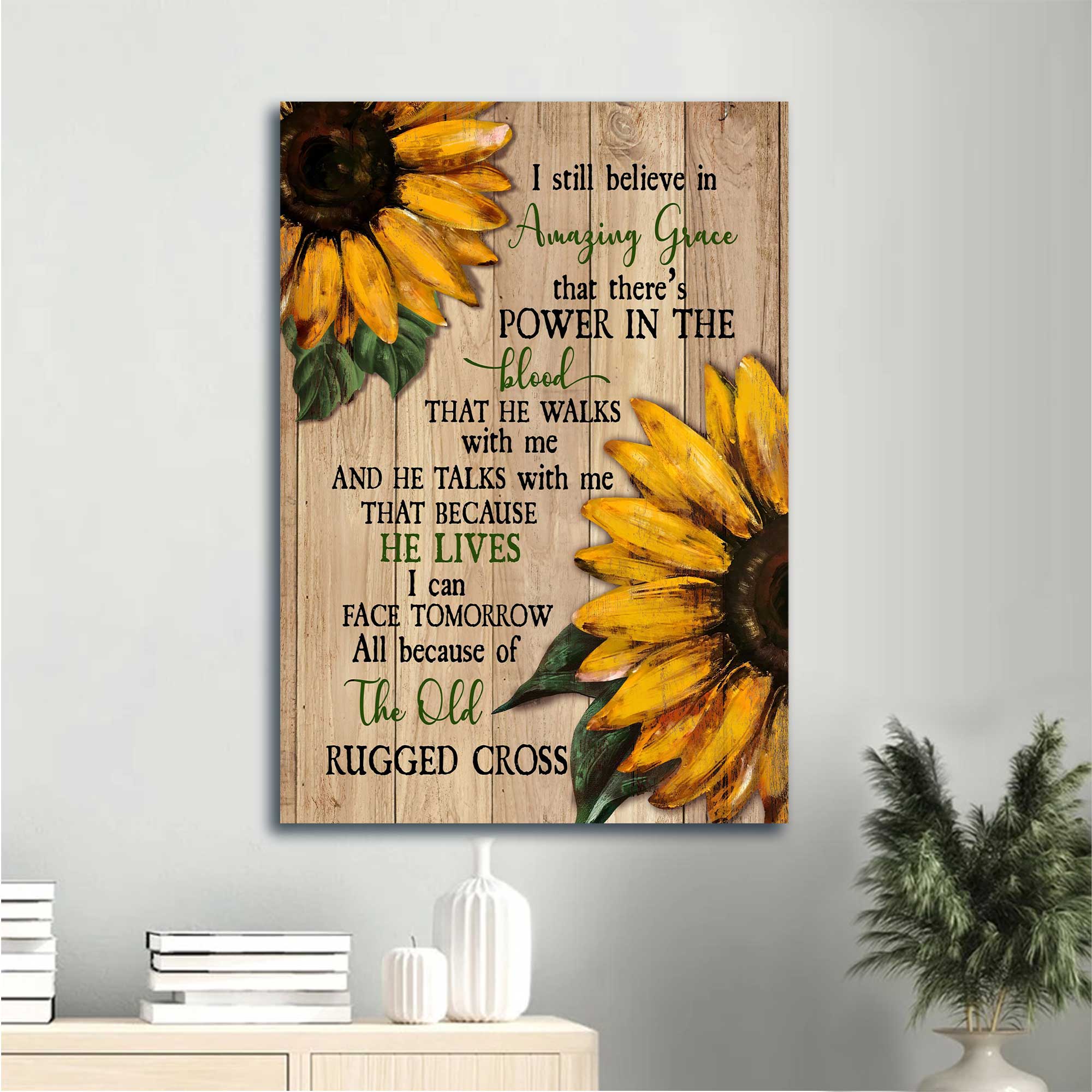 Jesus Portrait Canvas - Sunflower, Vintage Painting Canvas - Gift For Christian - I Still Believe In Amazing Grace Canvas